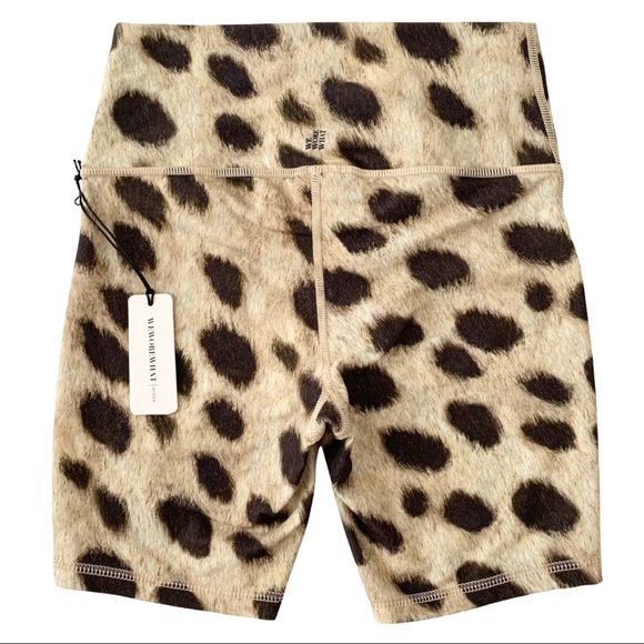 WeWoreWhat Leopard Print Splice Legging V-Front High Rise Biker Shorts Tan/Brown - Picture 4 of 16